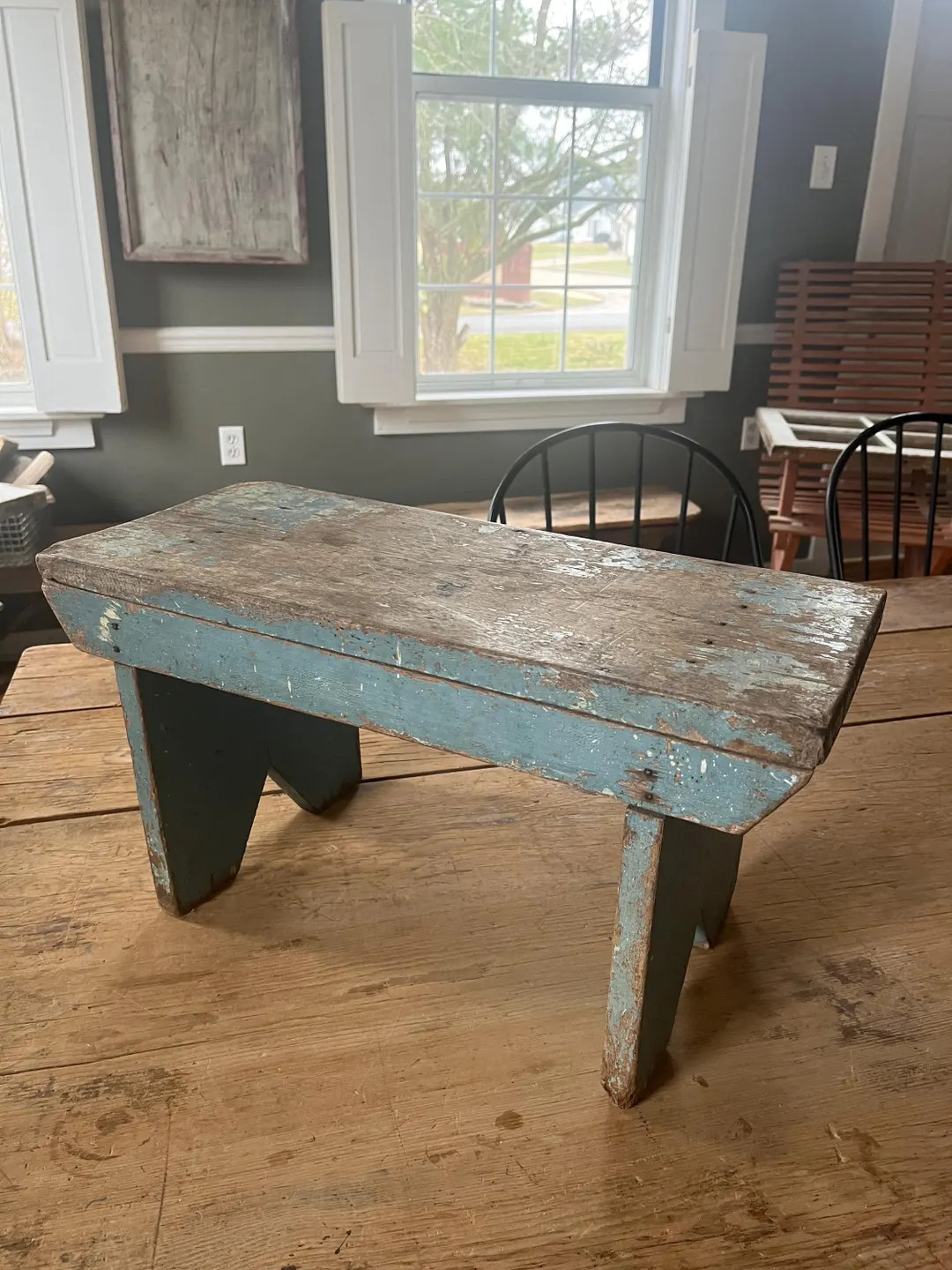 Old Small Blue Painted Bench - Etsy | Etsy (Global)
