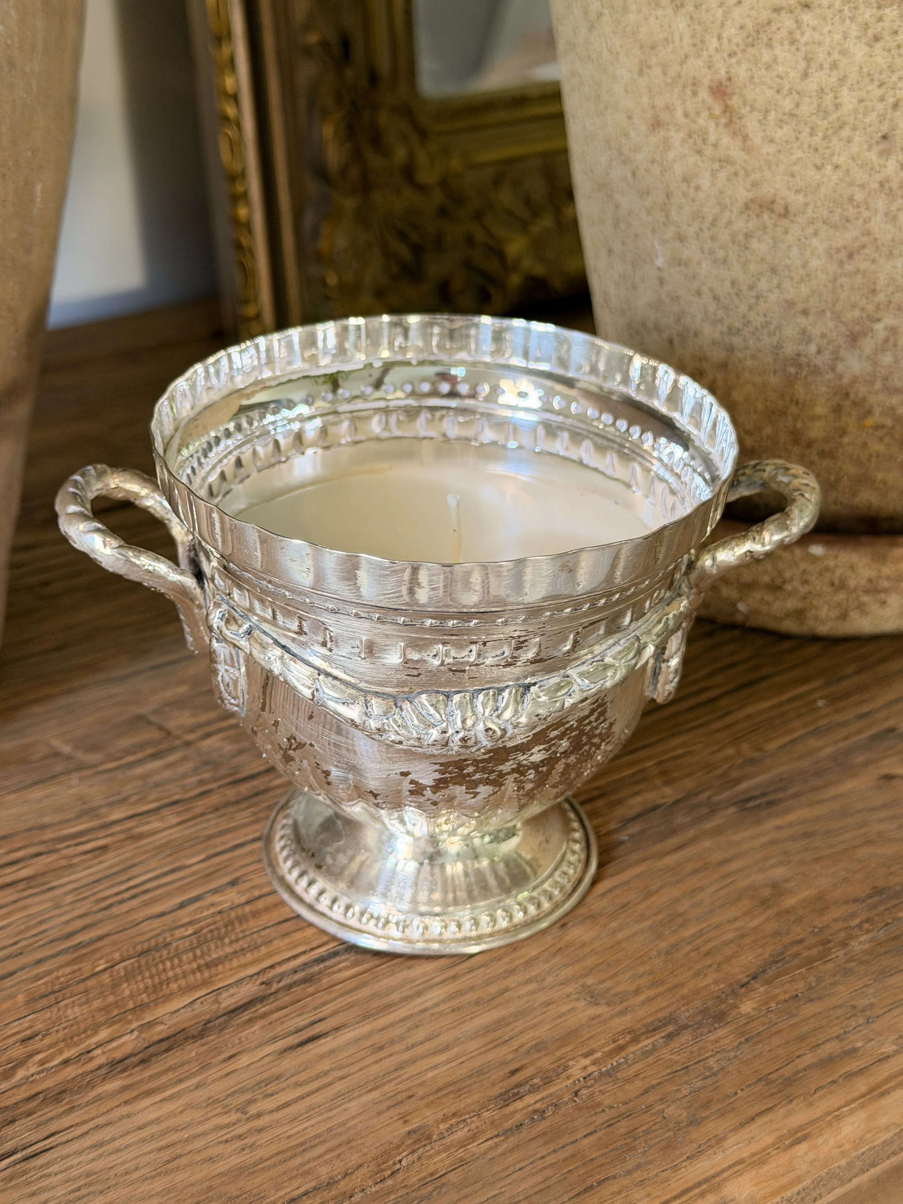 Vintage Silver Plated Trophy Urn Candle | Cottage and Key