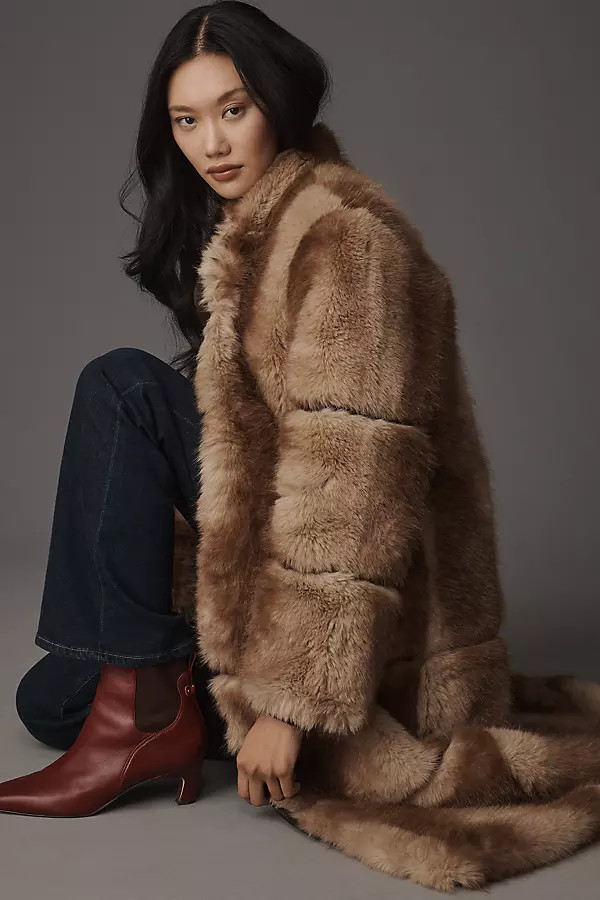 Sylke Mink Faux Fur Coat Jacket | Anthropologie (US)