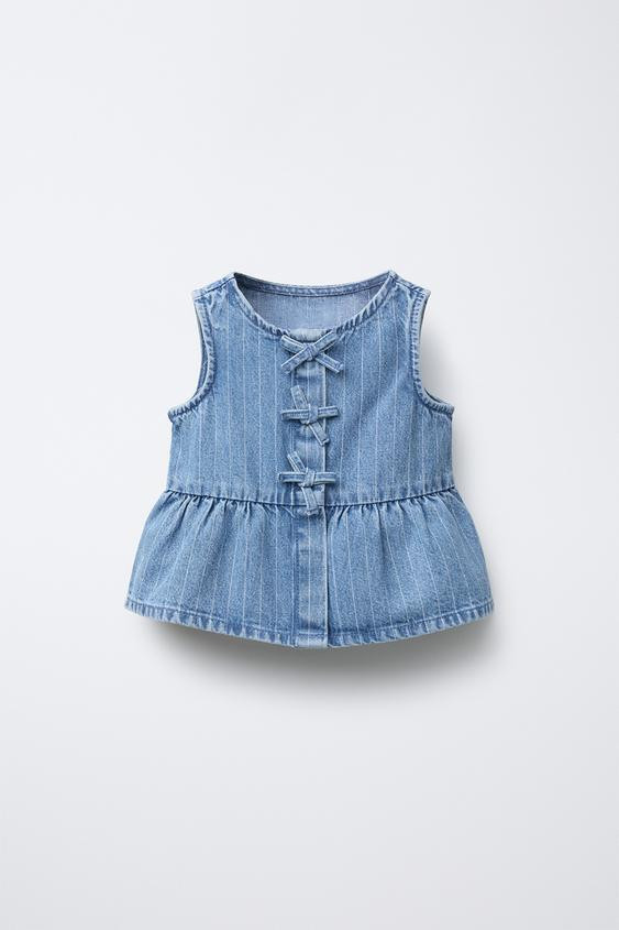 STRIPED DENIM TOP | Zara US