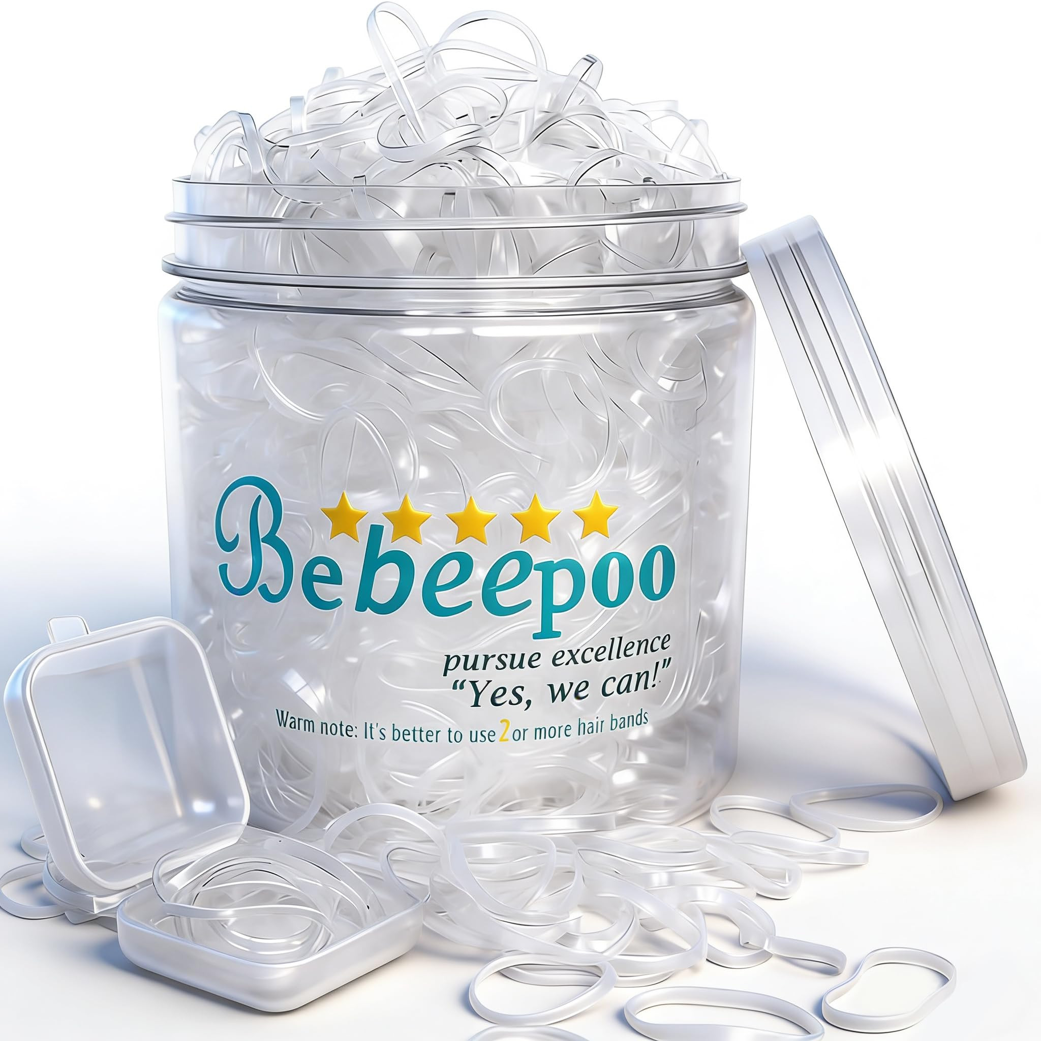 Clear Hair Elastics, BEBEEPOO 2000pcs Mini Rubber Bands for Hair, Clear Mini Elastic Hair Ties wi... | Amazon (US)