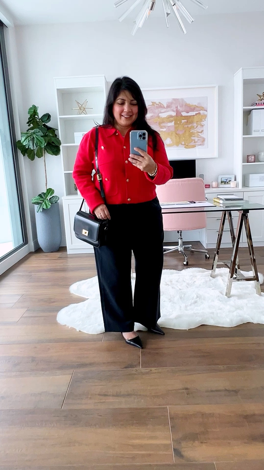 LTK Fall Sale! 25% off sitewide at J. Crew and 20% off sitewide at Abercrombie with exclusive in-app codes. Copy promo codes below and paste at checkout to receive discounts. Red is trending this season and this beautiful red patch pocket sweater lady jacket is perfect for workwear or a pair of jeans. Wearing it here in size large. Abercrombie Curve Love Sloan tailored pants size 32 shirt. J. Crew Edie Italian leather bag. Sam Edelman heels true to size. 

#LTKVideo #LTKMidsize #LTKFallSale