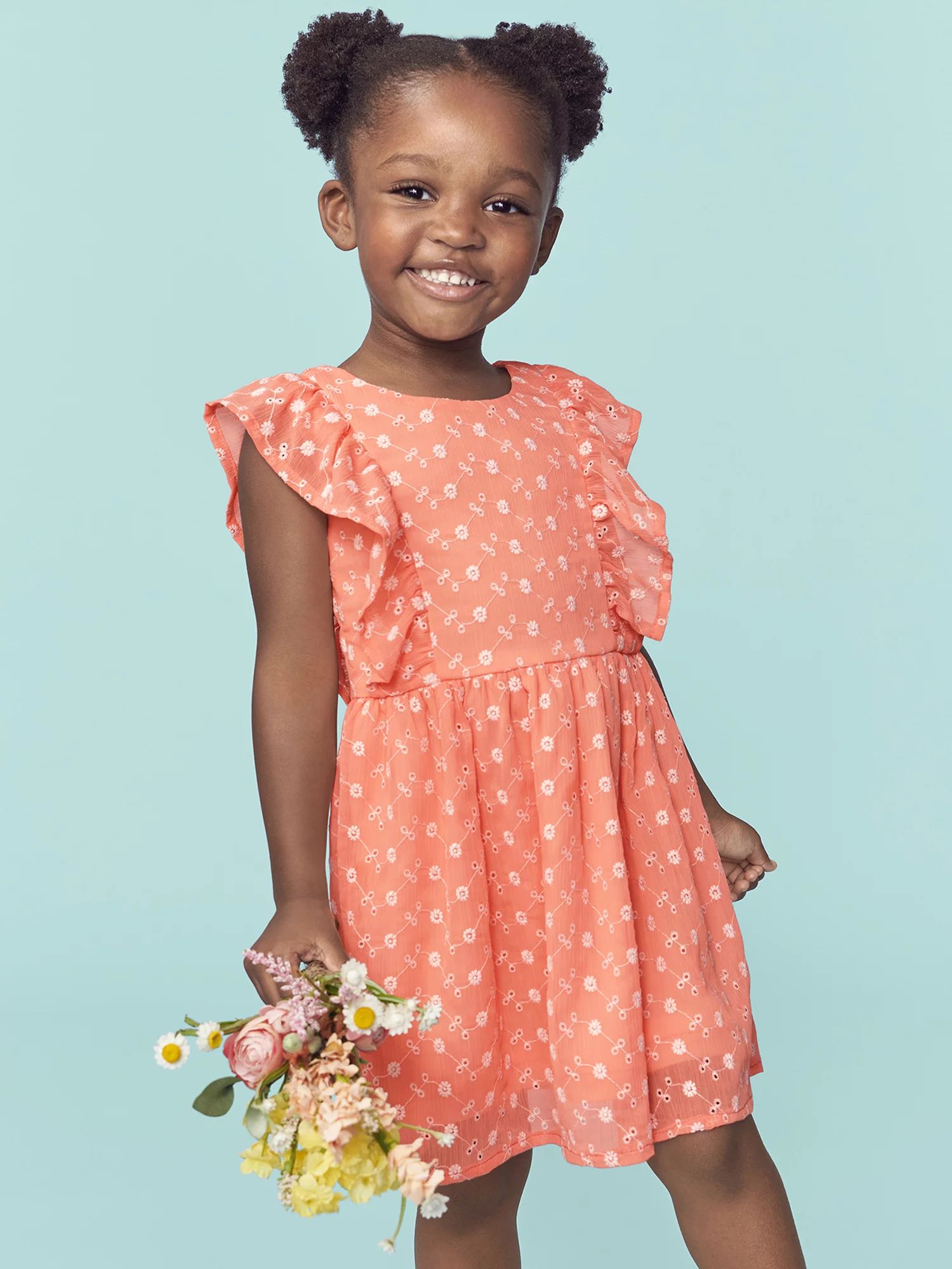 The Children's Place Toddler Girl A-Line Rib Flutter Dress, Sizes 12M-5T | Walmart (US)