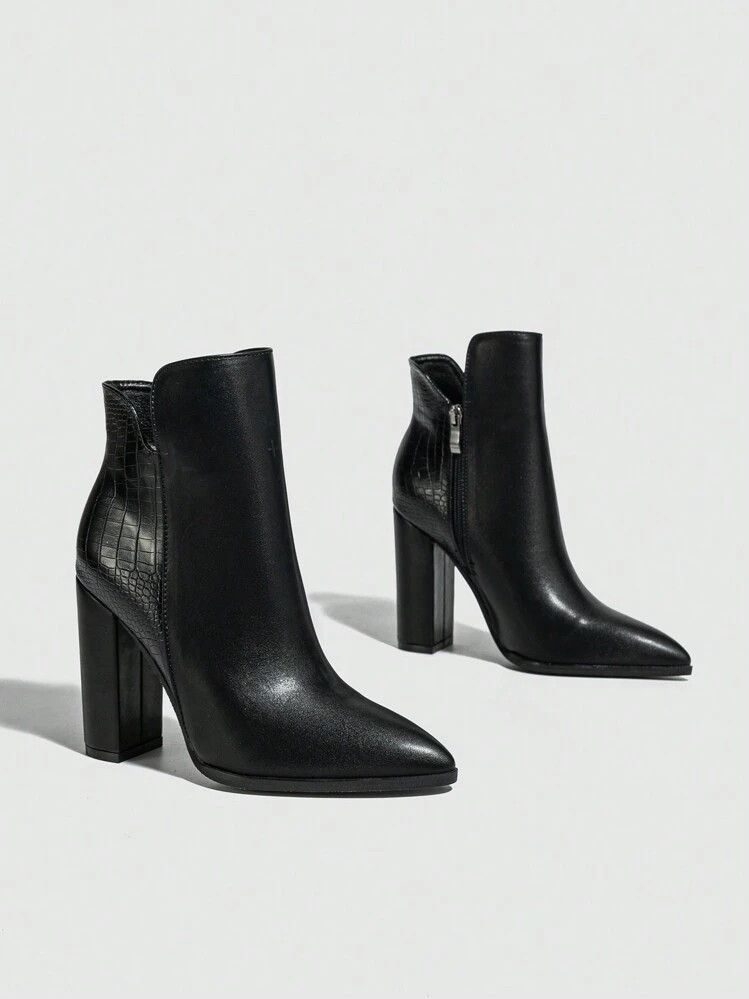 Fall/Winter Women's Pointed Toe Side Zipper Stylish Boots With Thick High Heels,Match Any Cardigan,Boots For Women | SHEIN