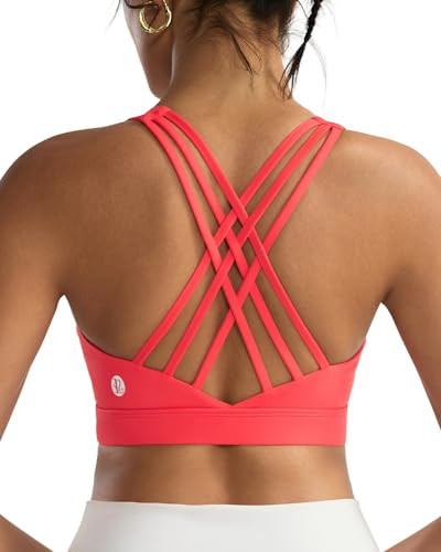 RUNNING GIRL Sports Bras for Women,High Impact Molded Cup Sports Bra Criss Cross Back Running Workout Bra with Sewn in Pads(WX3148_Red_M) | Amazon (US)