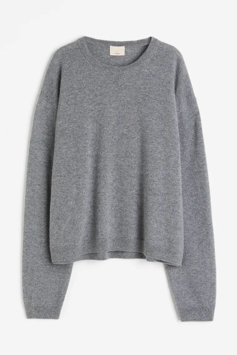 Fine-knit Cashmere Sweater - Gray melange - Ladies | H&M US | H&M (US + CA)