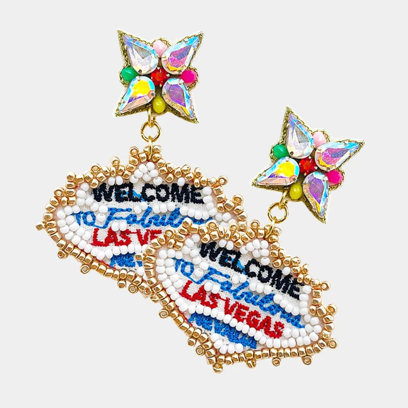 Las Vegas Welcome Sign Dangle Earrings Welcome to Fabulous Las Vegas Earrings Party Earrings Brid... | Etsy (US)