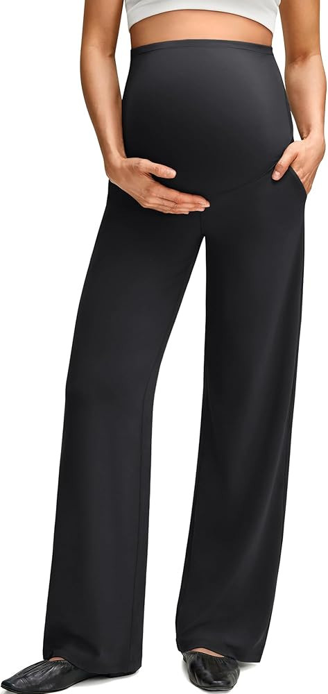 G4Free BareFeel Maternity Dress Yoga Pants with Pockets Over The Belly Stretchy Work Slack Pregna... | Amazon (US)