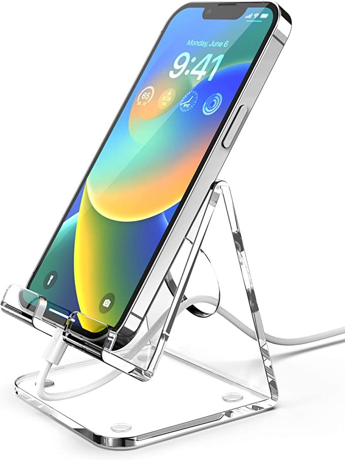 TOPGO Acrylic Cell Phone Stand, Clear Phone Holder for Desk, Office Desktop, Bedside Table, Compa... | Amazon (US)