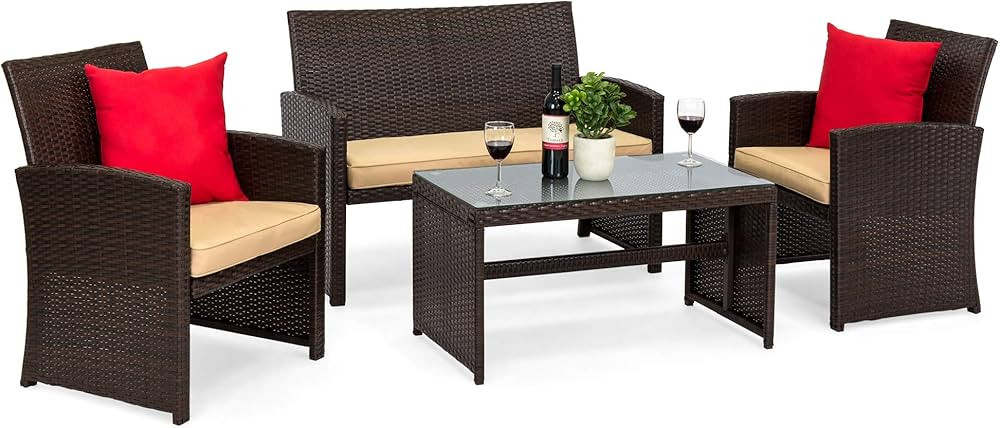 Best Choice Products 4-Piece Outdoor Wicker Patio Conversation Furniture Set for Backyard w/Coffe... | Amazon (US)