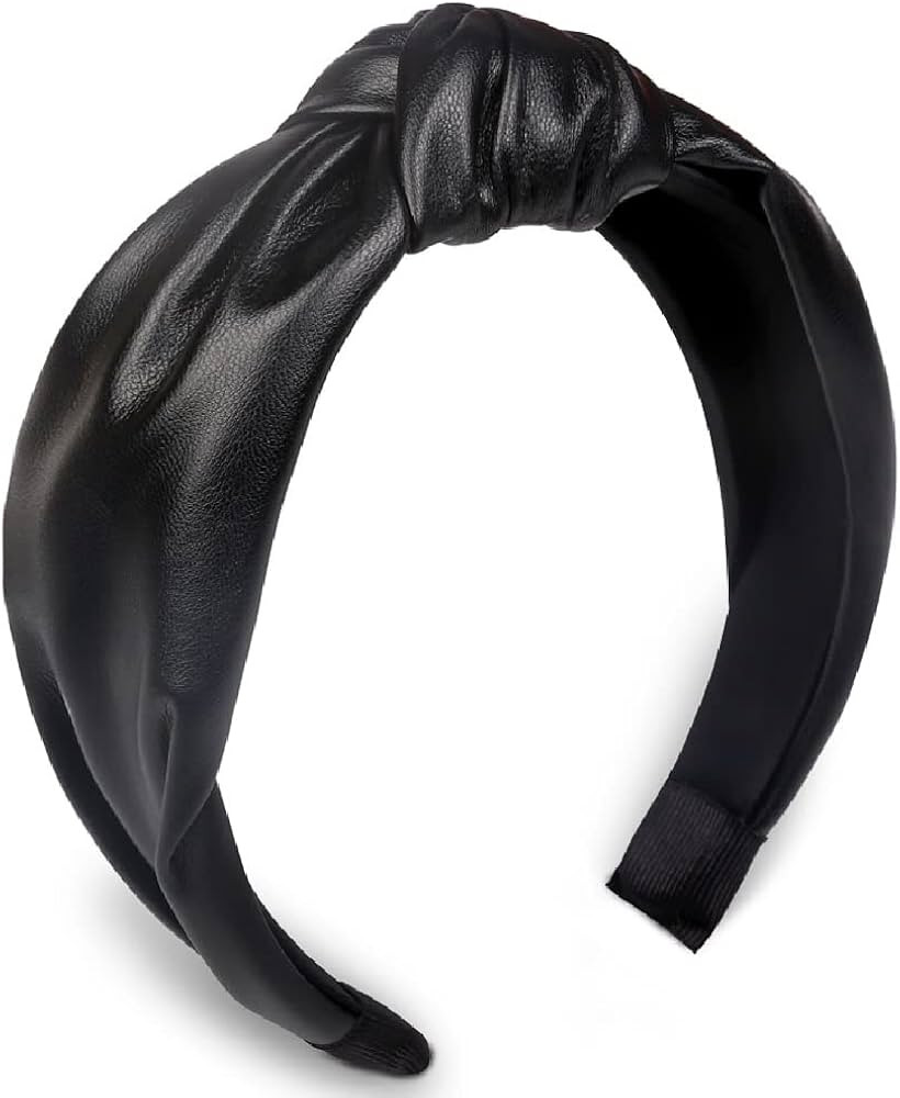 Amazon.com : Huachi Headband, Knotted Headbands for Women Black Leather, Fashion Headbands for Wo... | Amazon (US)