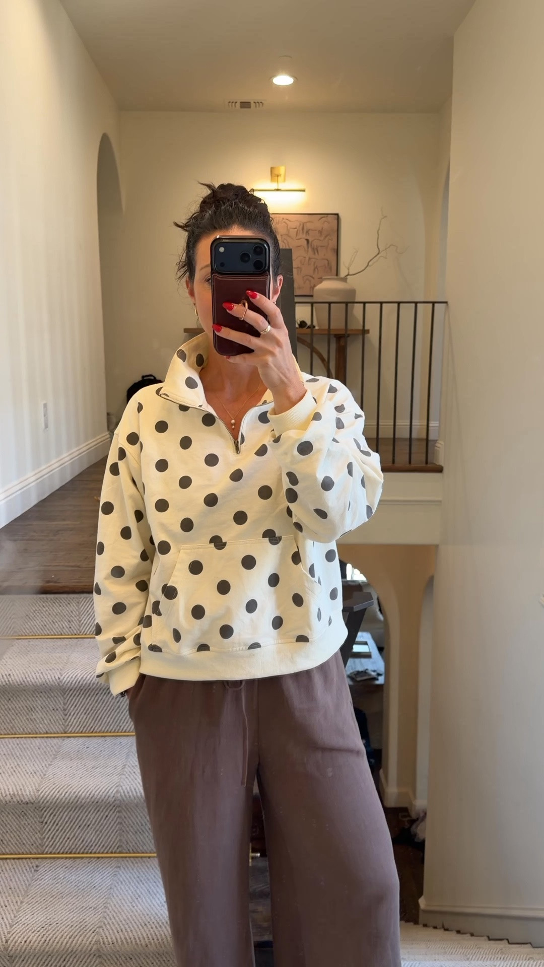 I think Polk a dots are the “in” print of the summer! Can’t get enough of them! This light weight Polk-a-dot pullover is so perfect for summer, it does run more fitted/small. I’m wearing a large, so plan accordingly. 

Linen pants are a summer staple, I have these in several colors! Wearing a small.

#LTKSeasonal #LTKootd #LTKOver40
