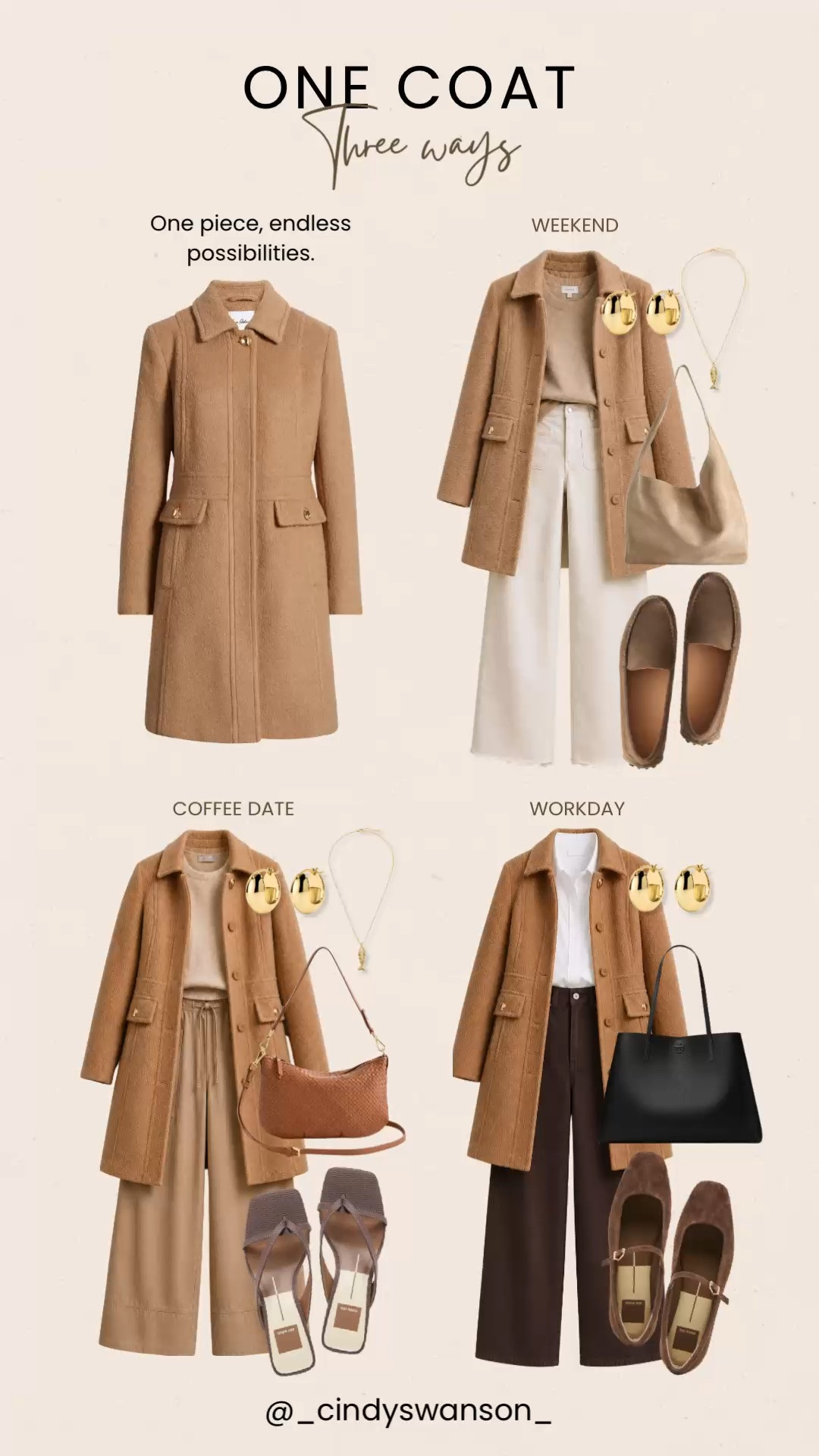 One coat, three timeless looks. 🤎 A classic camel coat is one of those investment pieces you’ll wear for years. Layer it over casual weekend outfits, polished workwear, or an easy coffee date look for effortless style all season long.

💡 LTK MADE EASY
❤️ Heart = Support my posts!
🔖 Save = Get sale & restock alerts
📋 Lists = Keep favorites organized
📲 Share = Send lists and products to a friend. Hello, Christmas List!
💬 Comment = Ask me anything about what I’m wearing. :-)

#LTKootd #LTKOver40 #LTKSeasonal