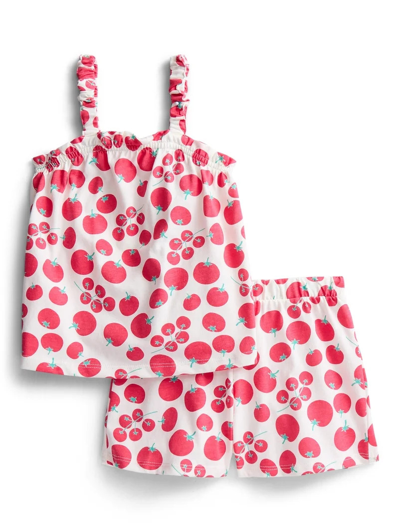 Wonder Nation Toddler Girls Ribbed Tank Top and Shorts 2-Piece Set, Sizes 12M–5T | Walmart (US)