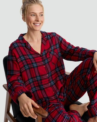 F&F Check Woven Matching Family Christmas Button Up Pyjamas in Red | Tesco F&F