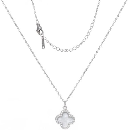 Clover Necklace For Women 14K Real Gold Silver Plated Four Leaf Clover Pendent Necklace Dainty Tr... | Amazon (US)