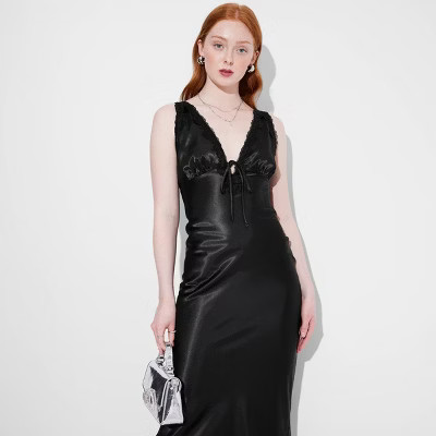 Women's Satin Lace Trim Midi Slip Dress - Wild Fable™ | Target