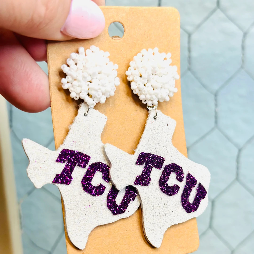 Texas Christian University Earrings, TCU Earrings, Horned Frogs Earrings, TCU Women's Gifts, Coll... | Etsy (US)