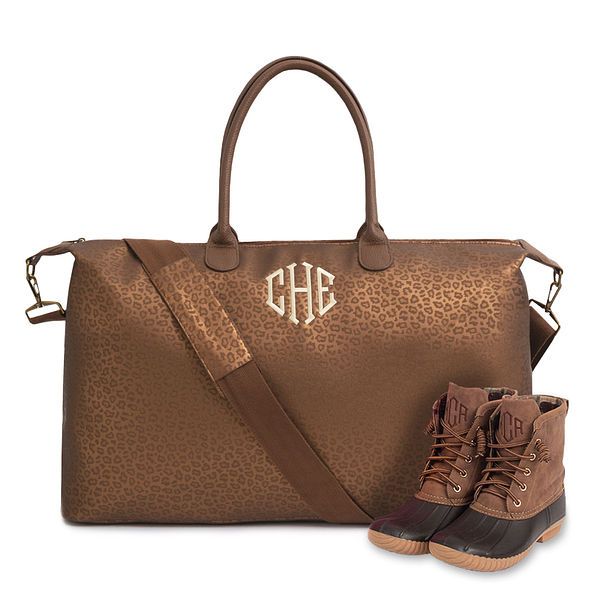 Monogrammed Metallic Leopard Weekender | Marleylilly