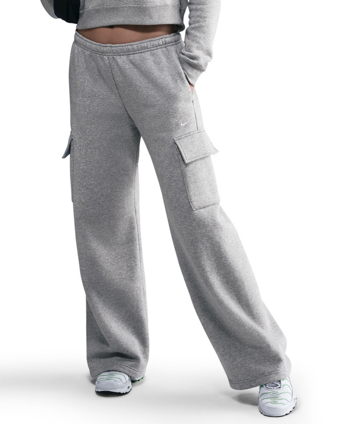 Nike Women's Phoenix Fleece Cargo Sweatpants - Dark Gray Heather/Sail | Macy's