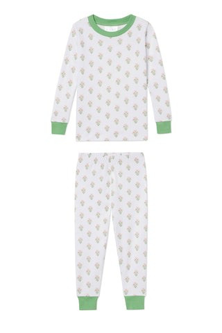 Kids Long-Long Set in Pink Flora | LAKE Pajamas