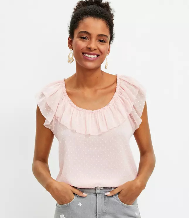 Clip Dot Ruffle Shell | LOFT