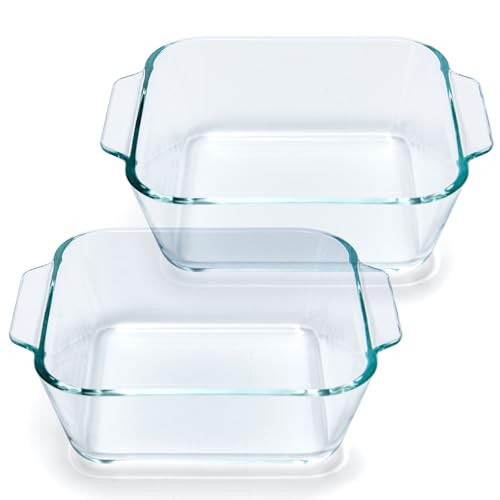 Small Casserole Dishes 2 Pack, 5 Inch Glass Square Baking Dish Individual Portion Baking Pan for Oven Microwave Air Fryer Square Egg, Clear Prep Bowls with Handle | Amazon (US)