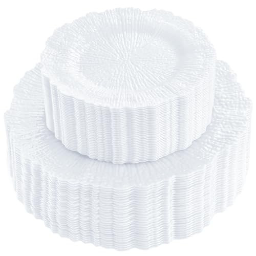 SUT 60PCS White Plastic Plates-Disposable Plates for Party, White Disposable Plates Including 10 inch Dinner Plates, 7 inch Dessert Plates, Plastic Plates for Wedding&Party | Amazon (US)