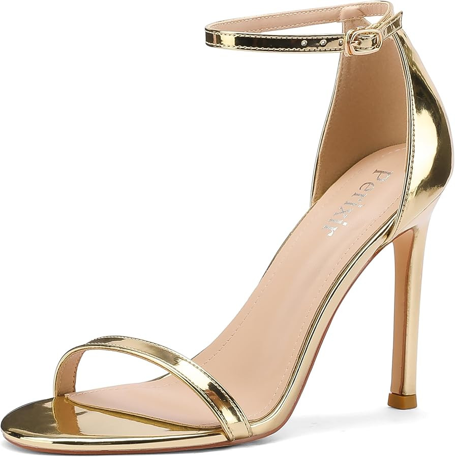 perixir Gold Heels for Women, High Heels with Spiral, 4.17" Stiletto Heeled Sandals for Dressy Wo... | Amazon (US)