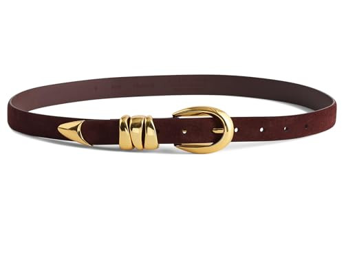 Madewell Women's Triple Metal Keeper Suede Belt, Chocolate Raisin Suede, Brown, L | Amazon (US)