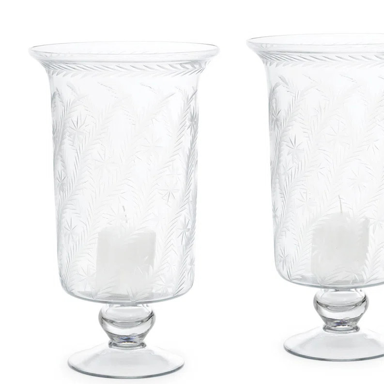 15'' H Glass Tabletop Hurricane (Set of 2) | Wayfair North America
