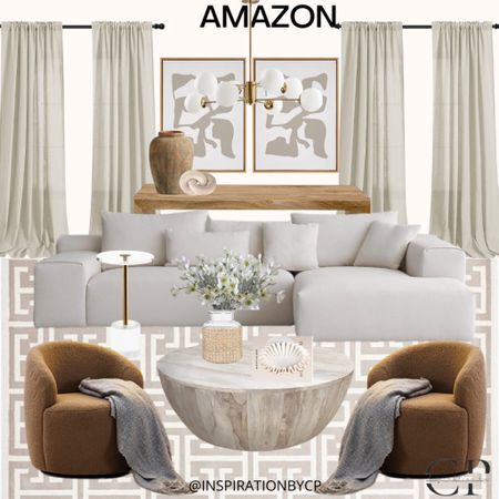 AMAZON LIVINGROOM
Neutral decor, neutral home, modern home, modern organic, amazon finds, amazon must have, sectional, boucle accent chairs, modern coffee table, curtain panel, console table, RH inspired 

#LTKhome #LTKstyletip #LTKFind