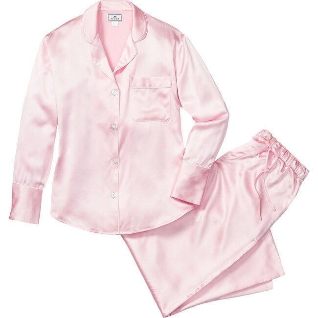 Petite Plume | Women's Silk Pajama Set, (Pink, Size Small) | Maisonette | Maisonette