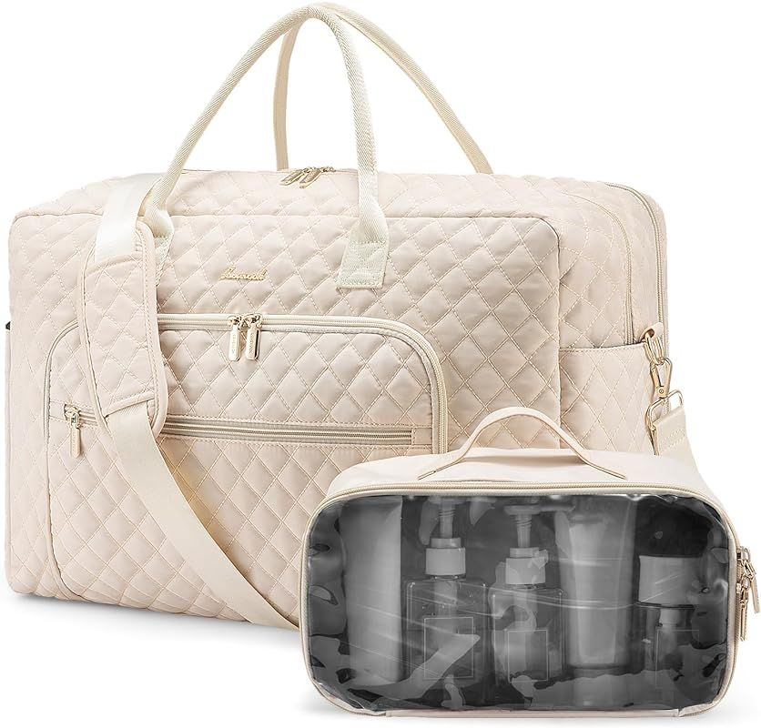 Travel Duffle Weekender Bag for Women with Toiletry Bag Carry on Overnight Bag with Laptop Compar... | Amazon (US)