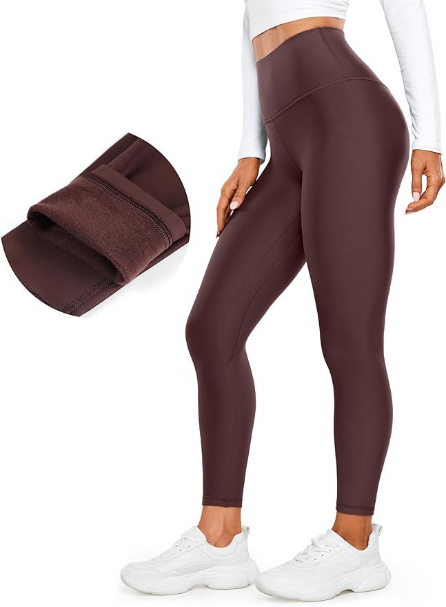 CRZ YOGA Womens Fleece Lined Leggings 25'' - High Waisted Workout Hiking Pants Winter Warm Thick ... | Amazon (US)