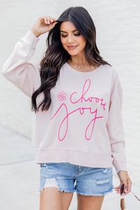 Choose Joy Pale Pink Graphic Sweatshirt DOORBUSTER | Pink Lily