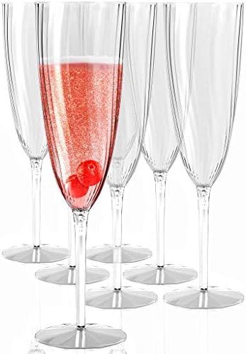 Amazon.com | Plastic Champagne Flutes Disposable - Plastic Wine Glasses Set of 12 for Wedding - O... | Amazon (US)