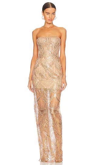Giselle Maxi Dress in Gold | Revolve Clothing (Global)