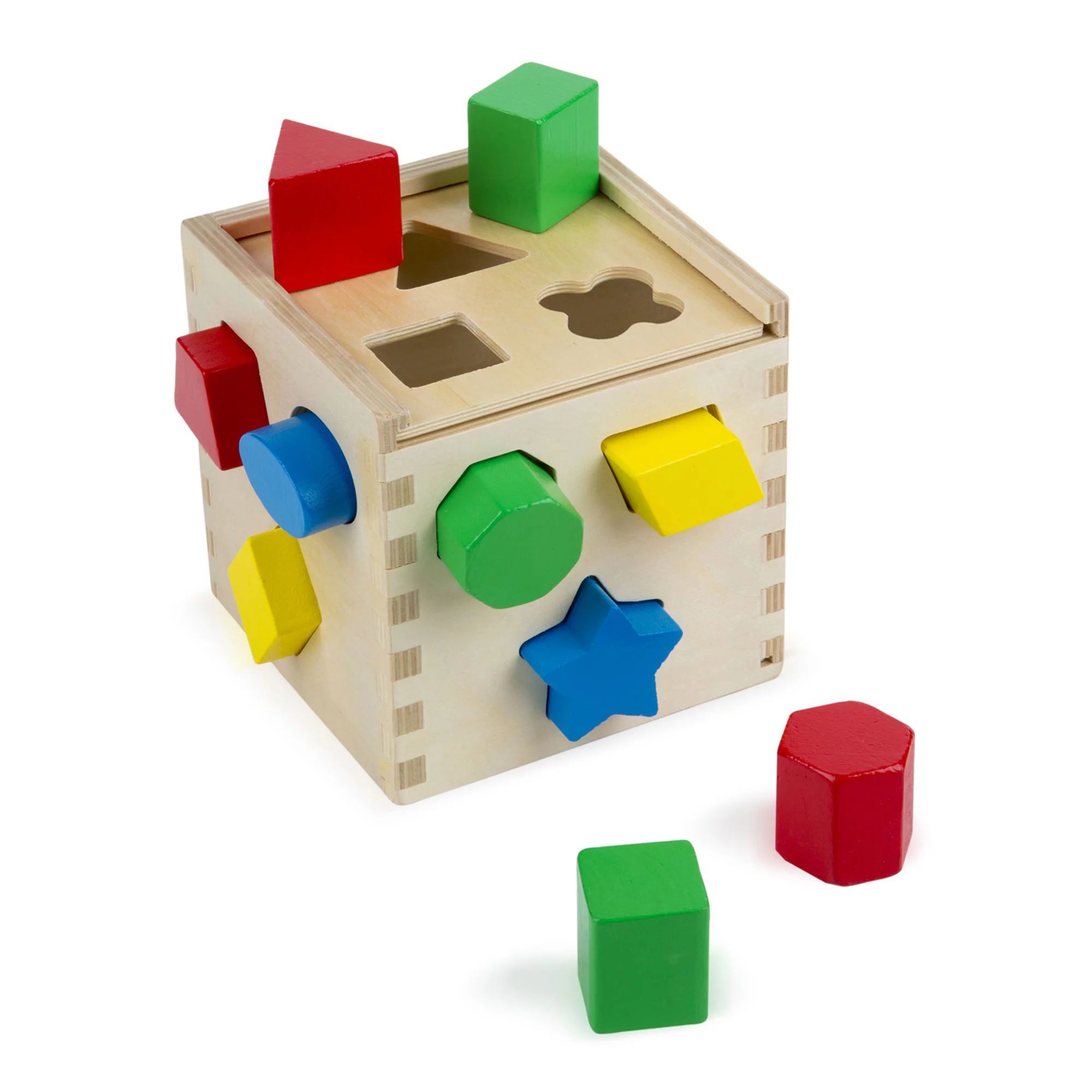 Melissa & Doug Shape Sorting Cube - Classic Wooden Toy With 12 Shapes - Walmart.com | Walmart (US)