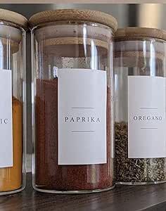12 Piece- 5oz Eco-friendly Bamboo Lid Glass Spice Jar Set with 84-Minimalist Pre-Printed Waterpro... | Amazon (US)