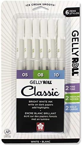 SAKURA Gelly Roll Classic Gel Pens, Opaque White Ink, Ass't Tips 05/08/10, 6 PK 57461 | Amazon (US)