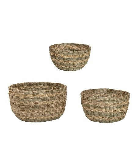 Natural Round Seagrass Basket - Set of Three | Zulily