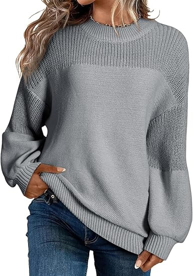 Dokotoo Women's Casual Long Sleeve Sweaters Loose Crewneck Knit Solid Pullover Sweater Jumper Top... | Amazon (US)
