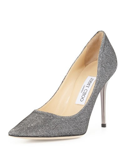 Abel Metallic Fabric Pump, Pewter | Neiman Marcus