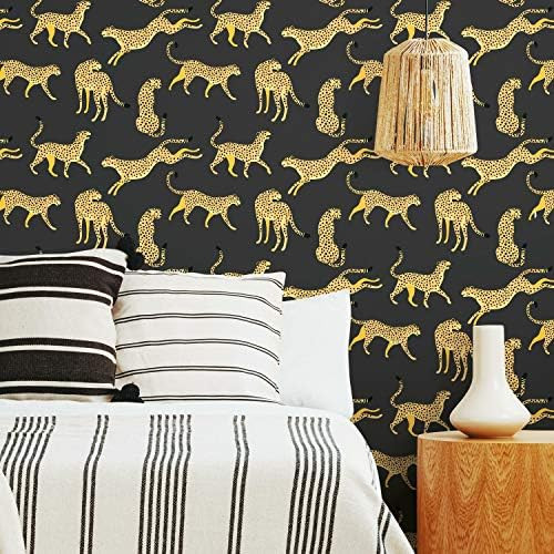 RoomMates RMK11986RL Black and Orange Cheetah Cheetah Peel and Stick Wallpaper | Amazon (US)