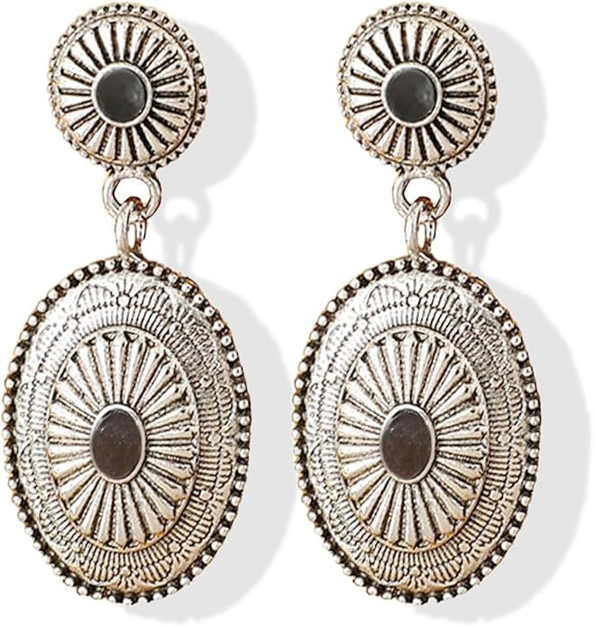Western Earrings Outfit for Women Oval Silver Earrings Dangle Turquoise Western Jewelry Country C... | Amazon (US)