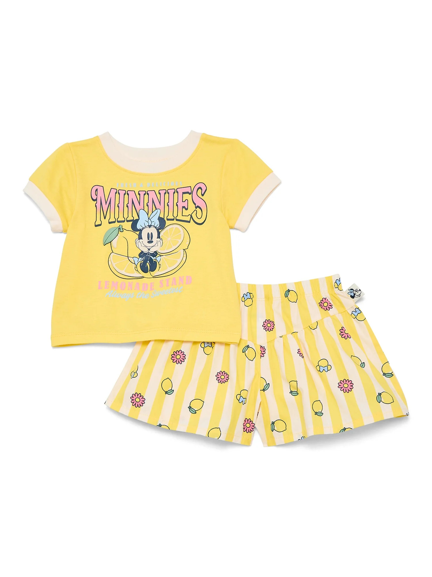 Minnie Mouse Toddler Girls Graphic Tee and Print Shorts Set, 2-Piece, Sizes 12M-5T | Walmart (US)