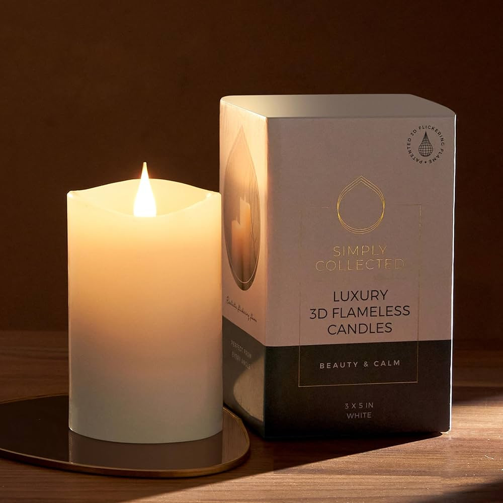 Amazon.com: Flickering Flameless Candle, Premium Wax Pillar for Soothing Elegance and Relaxing Am... | Amazon (US)