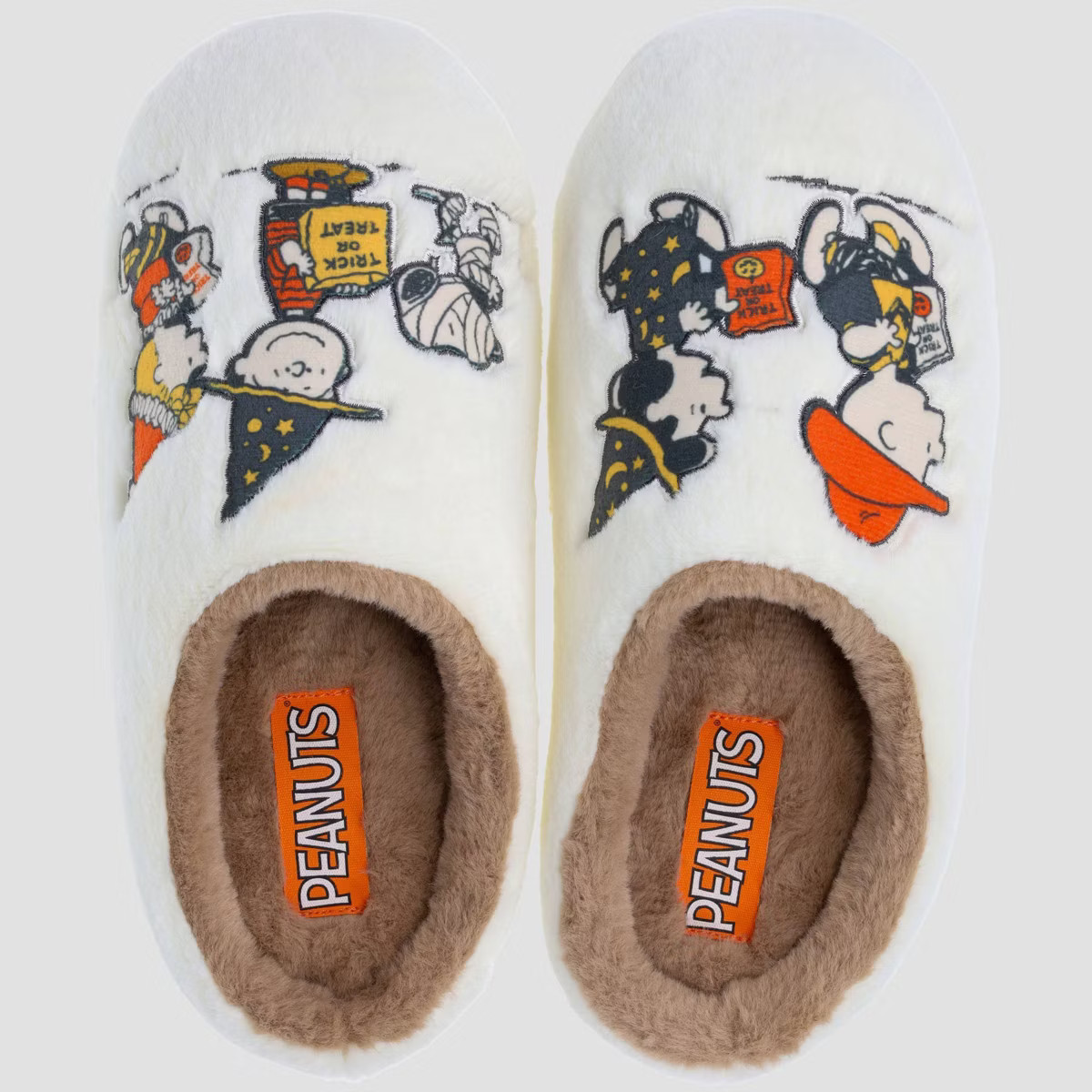 Women's Peanuts Trick or Treat Scuff Slippers - Ivory XL: Memory Foam Insole, Embroidered Ghost D... | Target