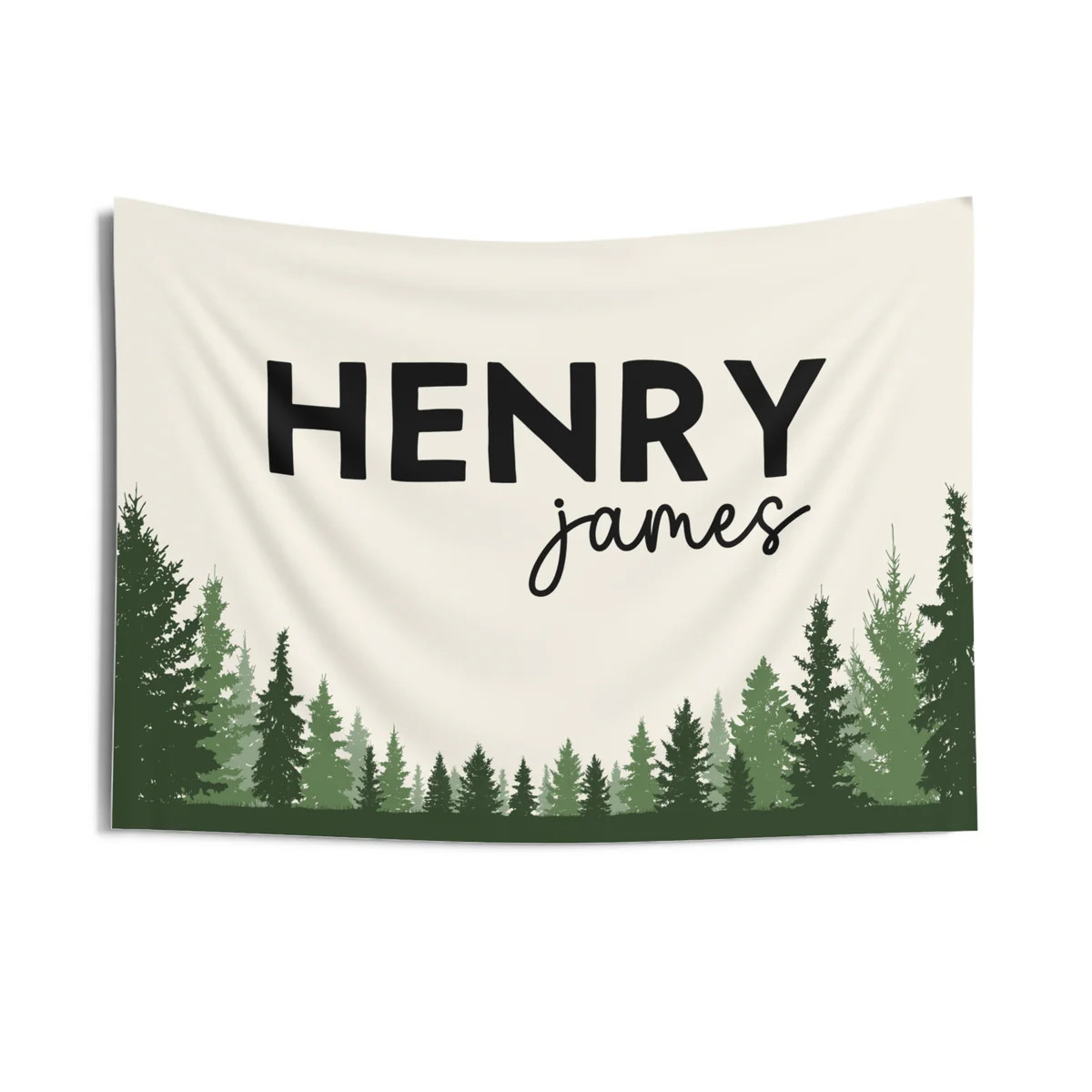 Personalized Pine Tree Nursery Banner - Custom Name Wall Decor for Boys Room | The Little Lemons Company